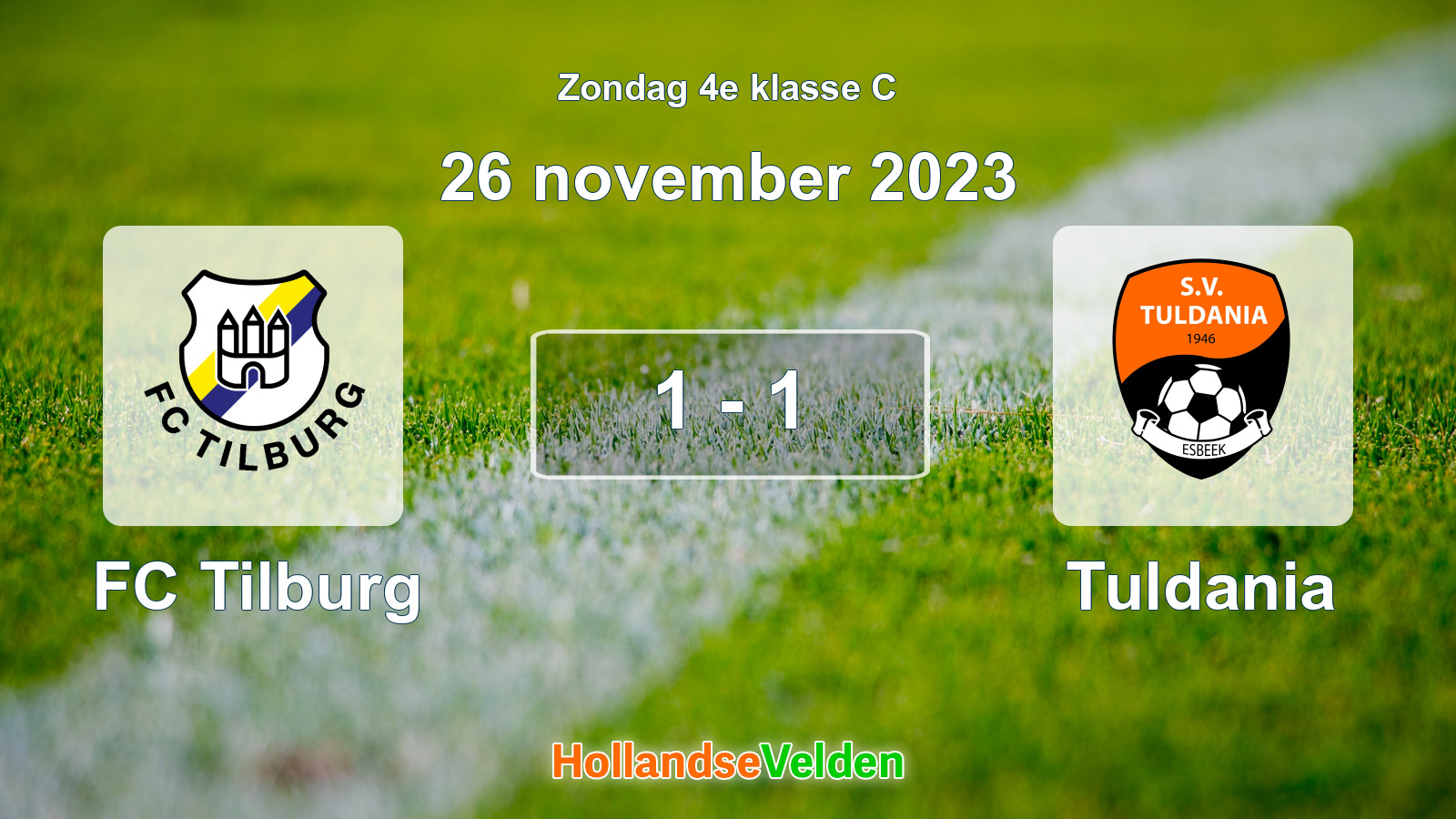 Gespeelde wedstrijd: FC Tilburg - Tuldania 1 - 1 (26 november 2023)