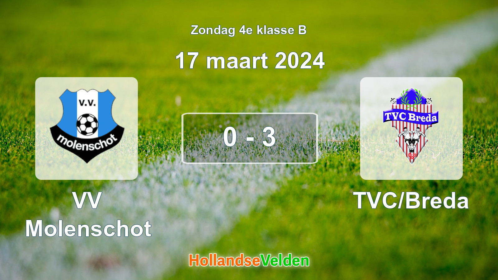 Gespeelde wedstrijd: VV Molenschot - TVC/Breda 0 - 3 (17 maart 2024)