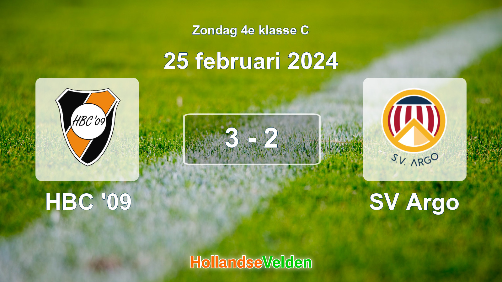 Gespeelde wedstrijd: HBC '09 - SV Argo 3 - 2 (25 februari 2024)