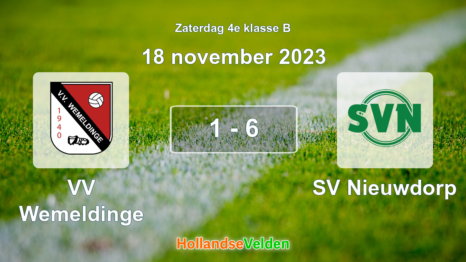 Gespeelde wedstrijd: VV Wemeldinge - SV Nieuwdorp 1 - 6 (18 november 2023)