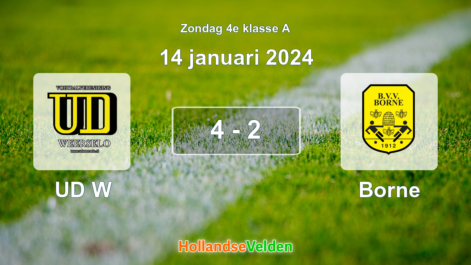 Gespeelde wedstrijd: UD W - Borne 4 - 2 (14 januari 2024)