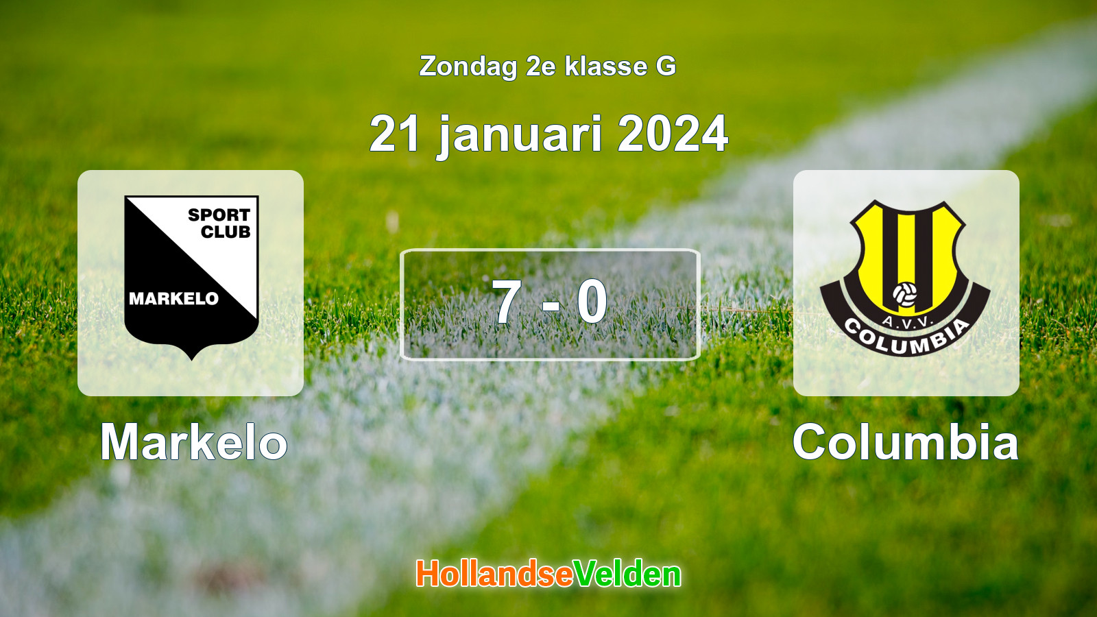 Gespeelde wedstrijd: Markelo - Columbia 7 - 0 (21 januari 2024)