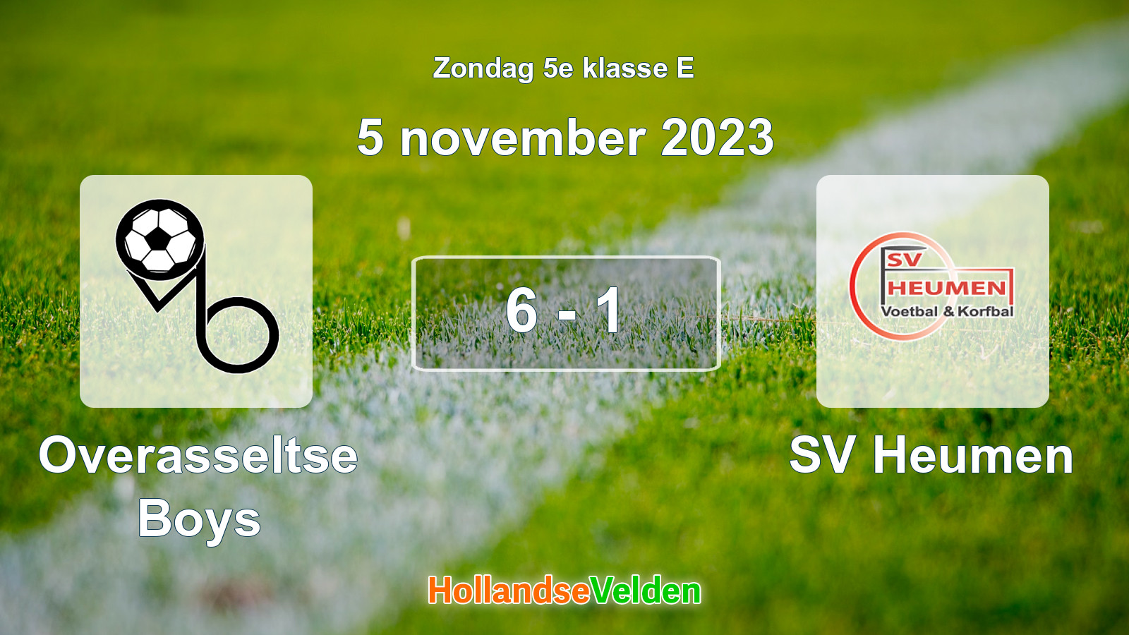 Gespeelde wedstrijd: Overasseltse Boys - SV Heumen 6 - 1 (5 november 2023)