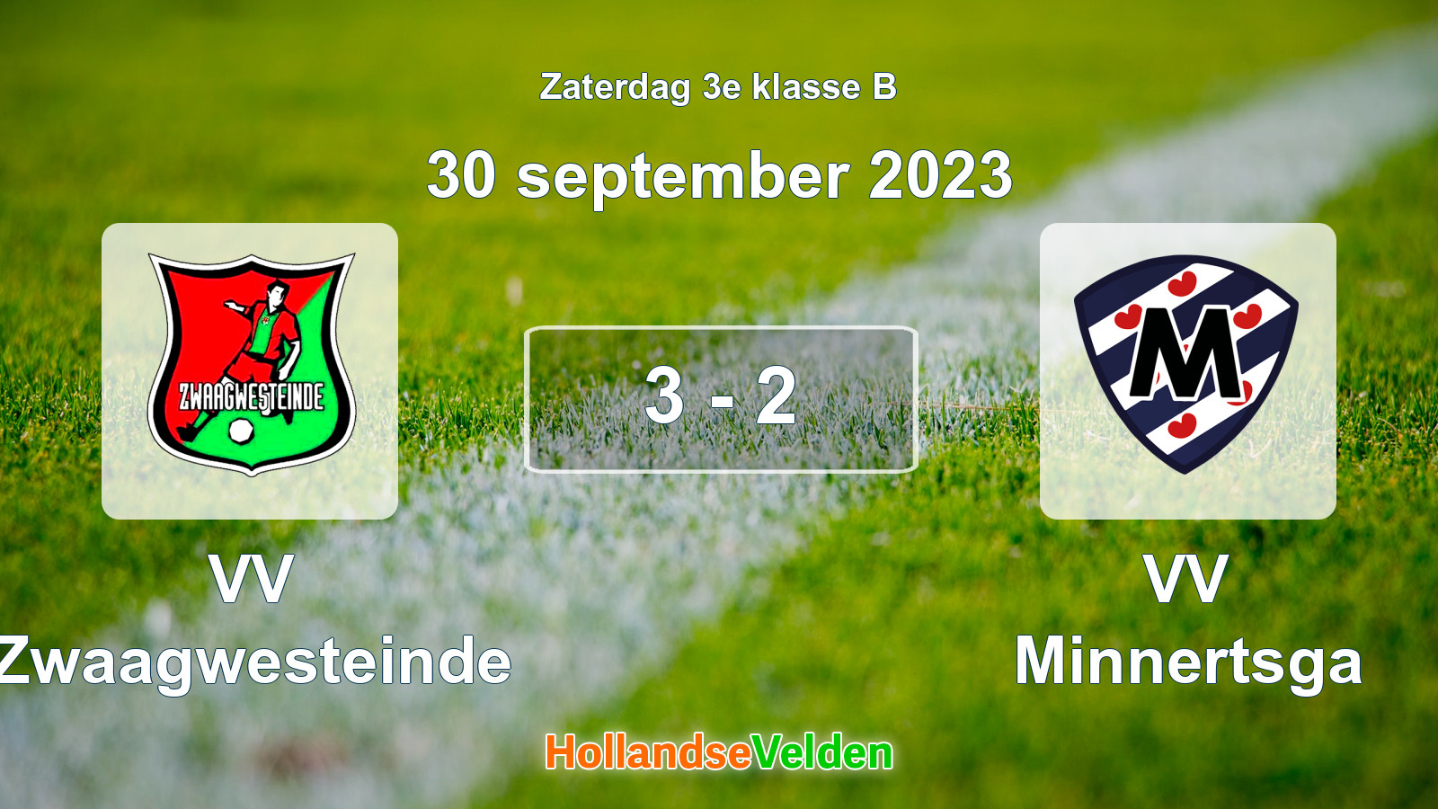Gespeelde wedstrijd: VV Zwaagwesteinde - VV Minnertsga 3 - 2 (30 september 2023)