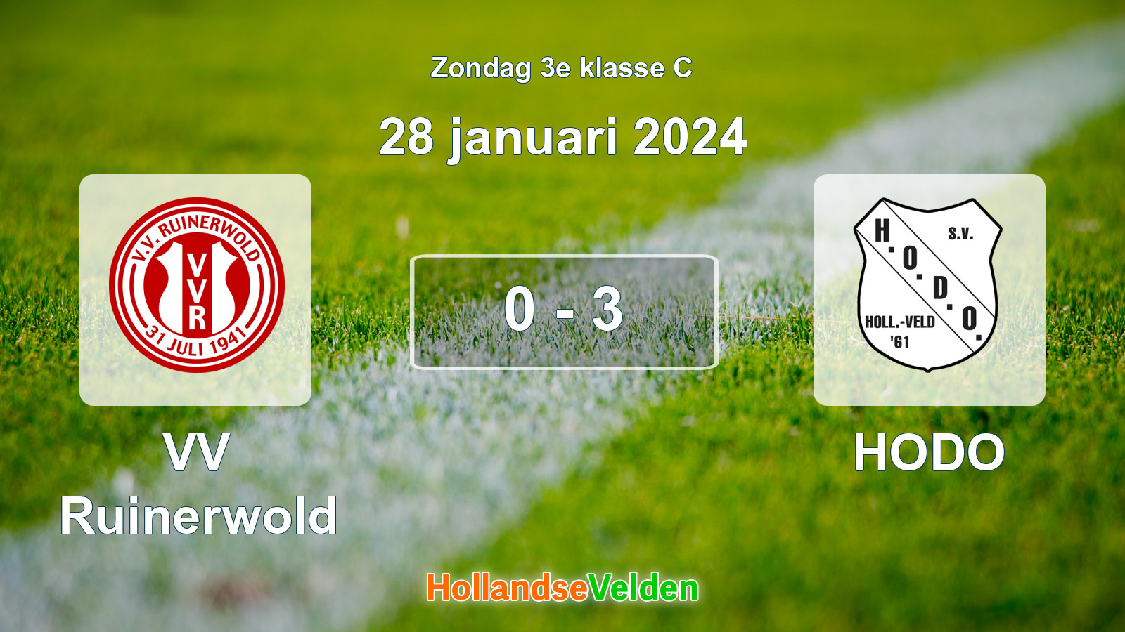 Gespeelde wedstrijd: VV Ruinerwold - HODO 0 - 3 (28 januari 2024)