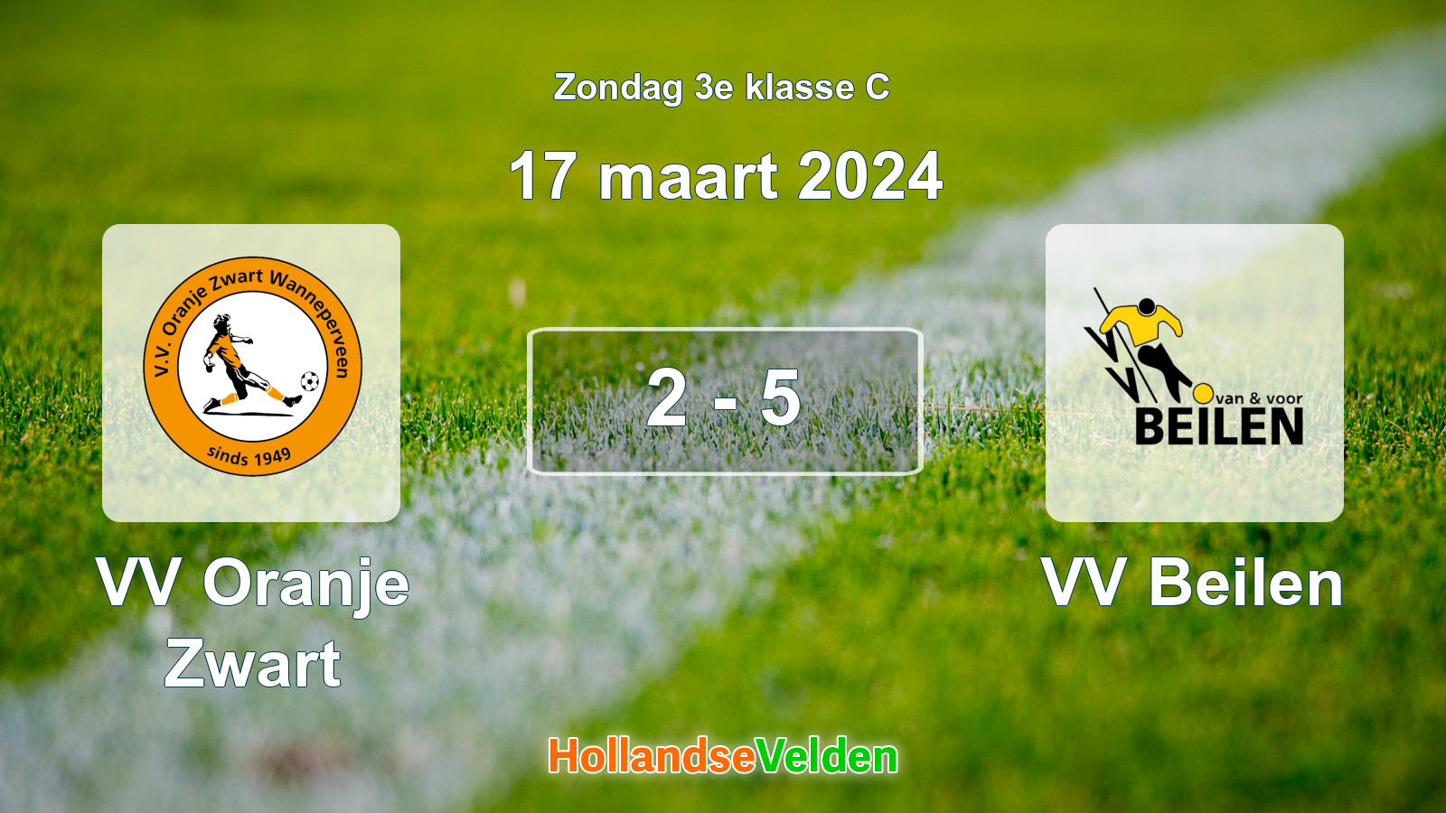 Gespeelde wedstrijd: VV Oranje Zwart - VV Beilen 2 - 5 (17 maart 2024)