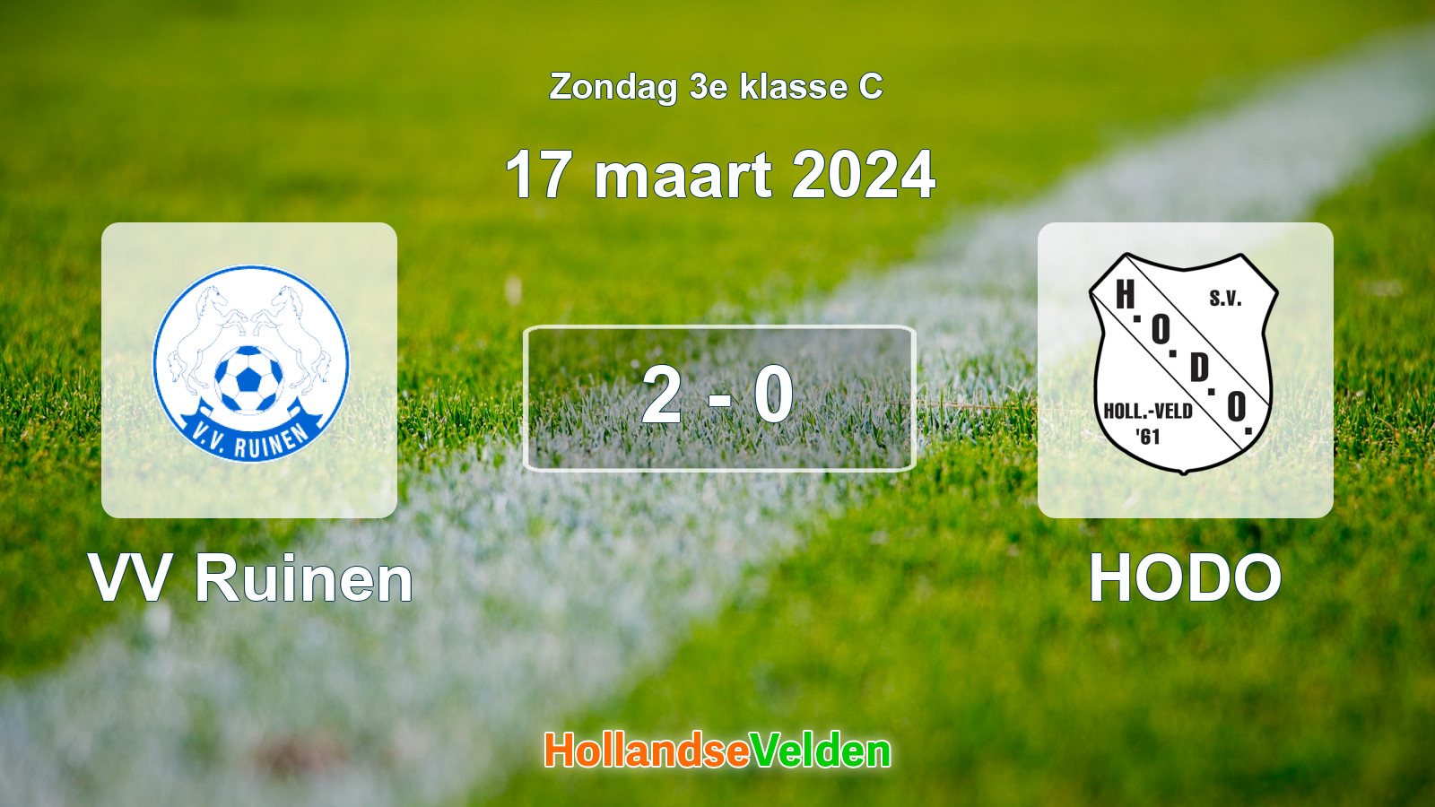 Gespeelde wedstrijd: VV Ruinen - HODO 2 - 0 (17 maart 2024)