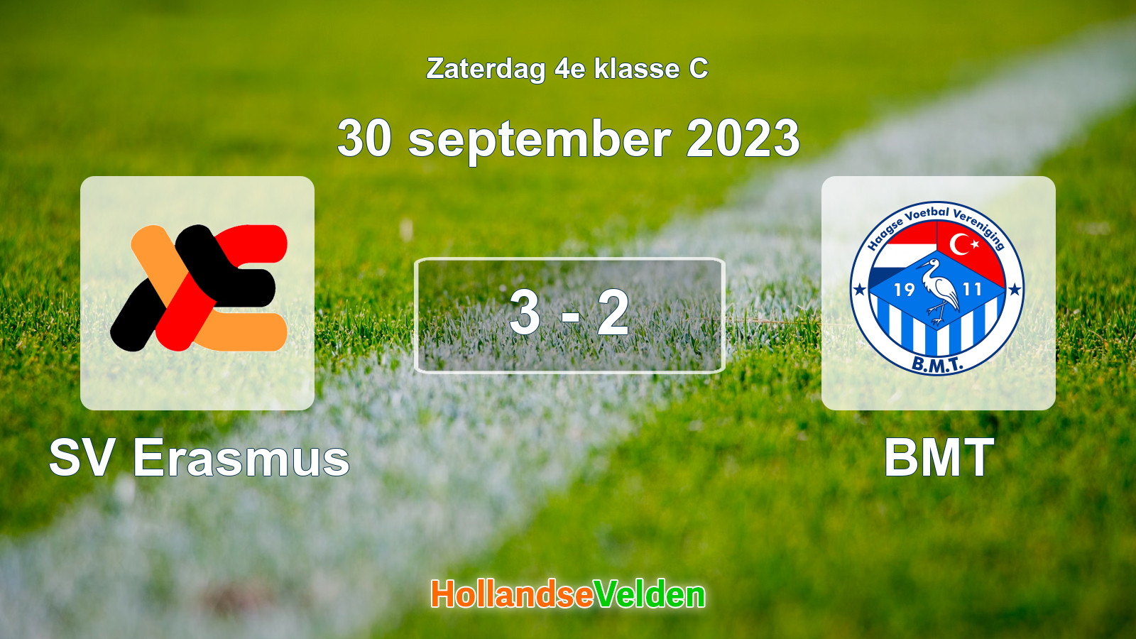 Gespeelde wedstrijd: SV Erasmus - BMT 3 - 2 (30 september 2023)