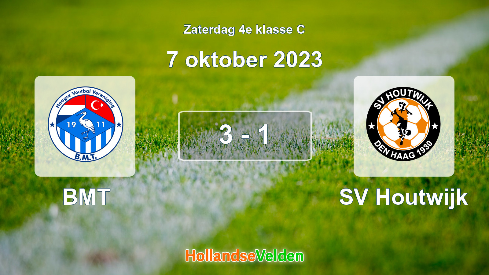 Gespeelde wedstrijd: BMT - SV Houtwijk 3 - 1 (7 oktober 2023)
