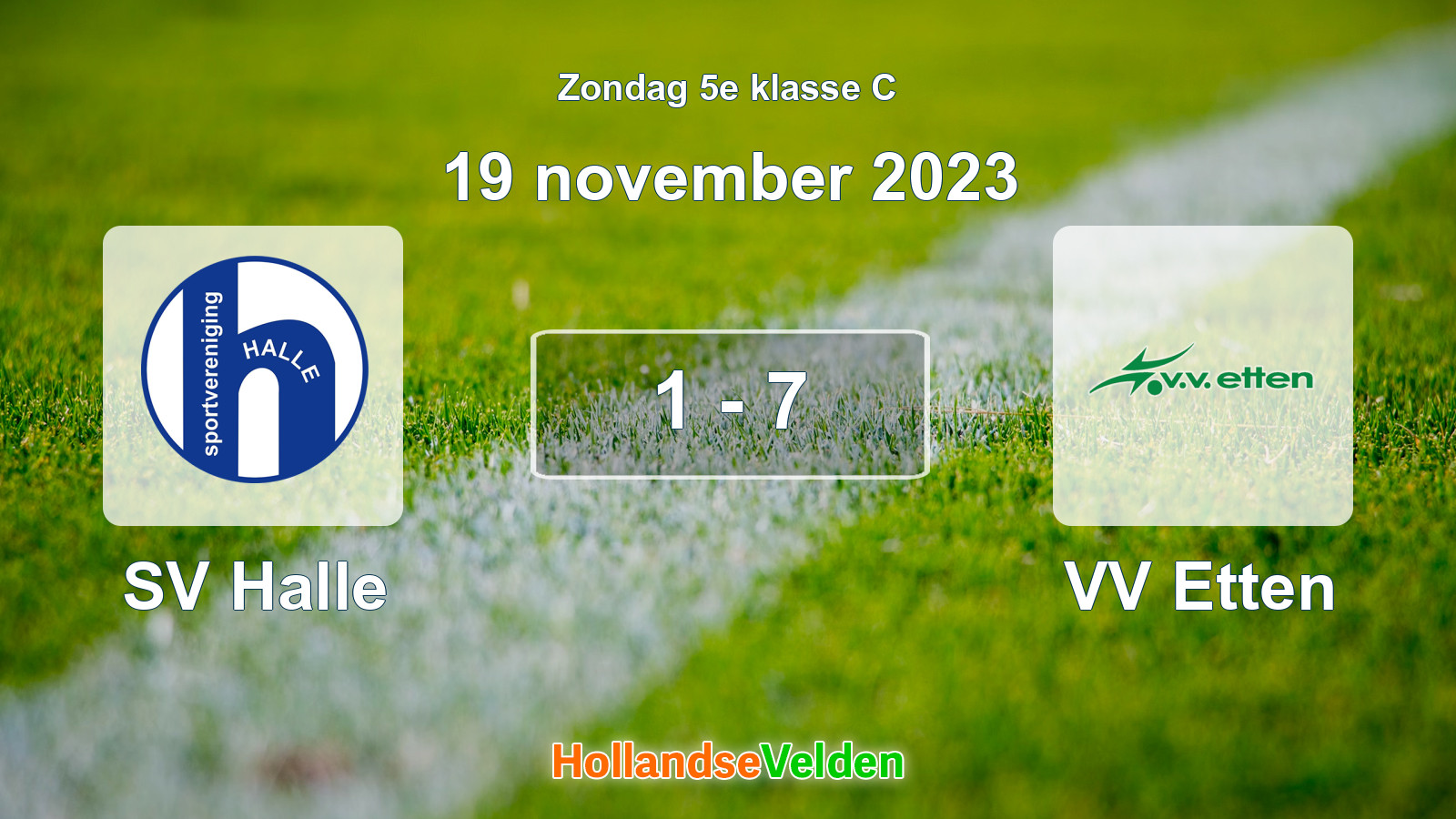 Gespeelde wedstrijd: SV Halle - VV Etten 1 - 7 (19 november 2023)