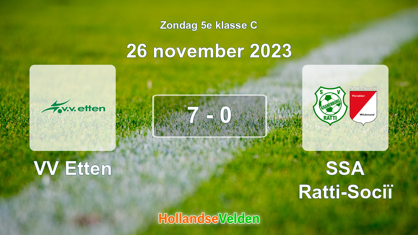 Gespeelde wedstrijd: VV Etten - SSA Ratti-Sociï 7 - 0 (26 november 2023)