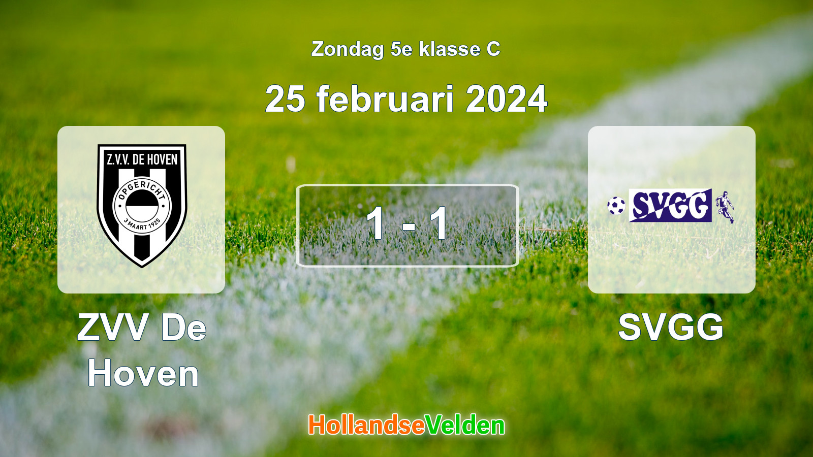 Gespeelde wedstrijd: ZVV De Hoven - SVGG 1 - 1 (25 februari 2024)