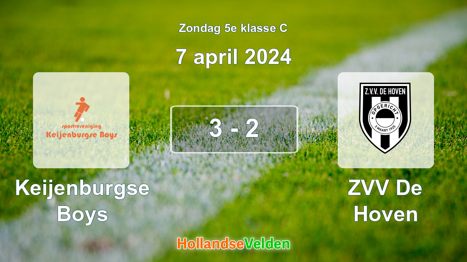 Gespeelde wedstrijd: Keijenburgse Boys - ZVV De Hoven 3 - 2 (7 april 2024)