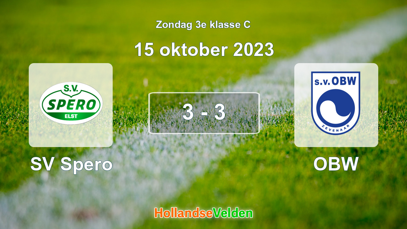 Gespeelde wedstrijd: SV Spero - OBW 3 - 3 (15 oktober 2023)