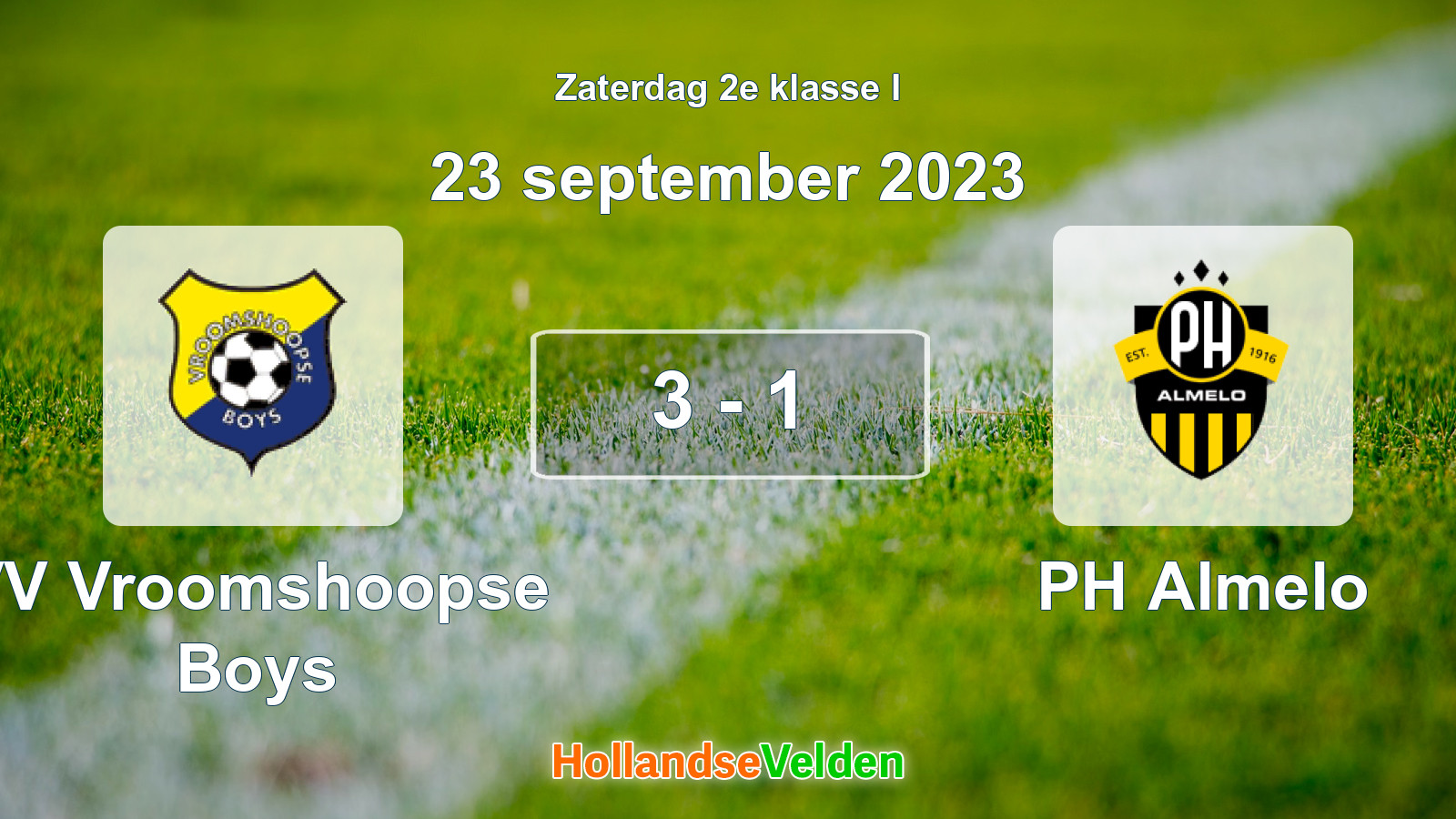 Gespeelde wedstrijd: VV Vroomshoopse Boys - PH Almelo 3 - 1 (23 september 2023)