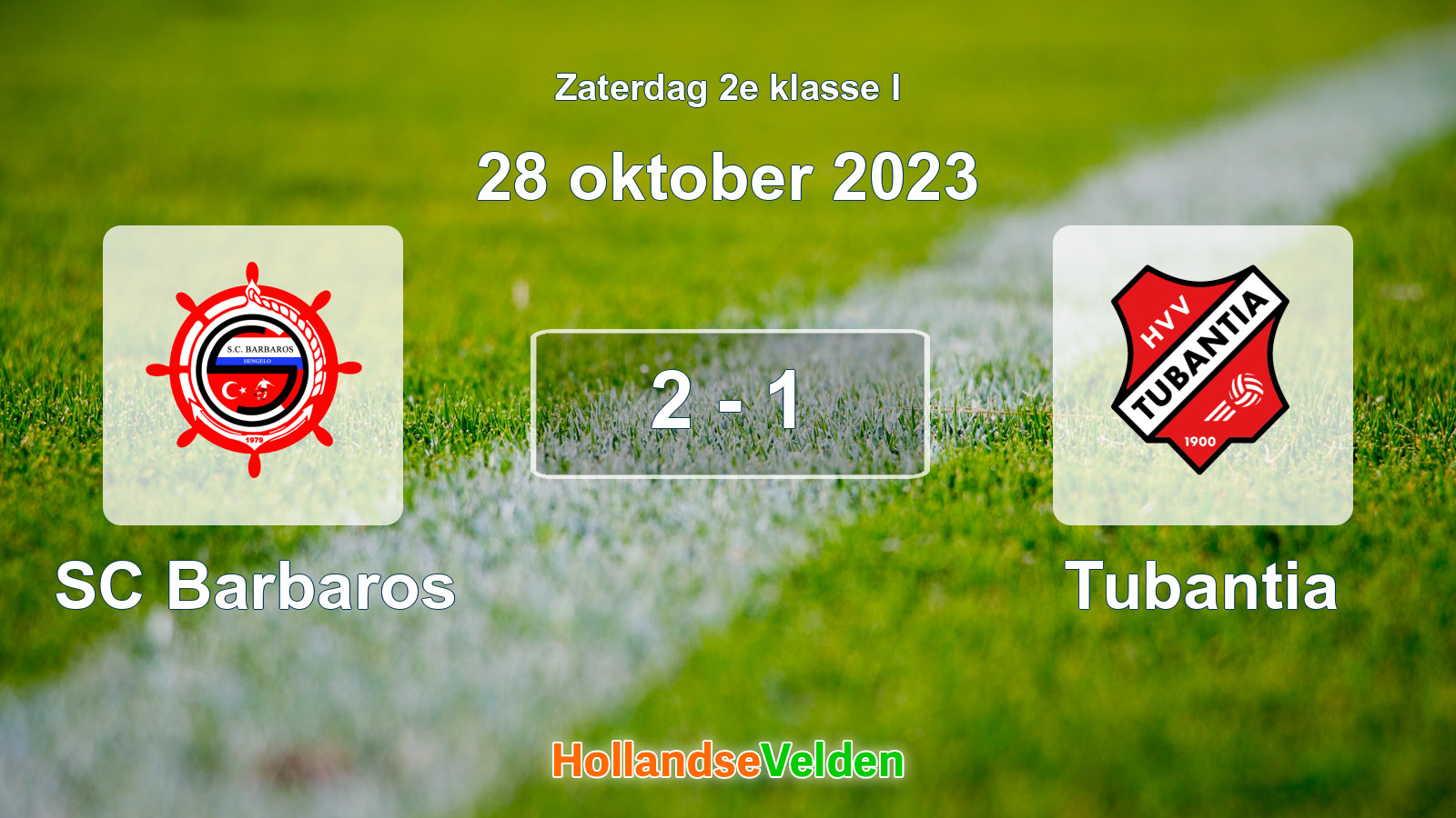 Gespeelde wedstrijd: SC Barbaros - Tubantia 2 - 1 (28 oktober 2023)