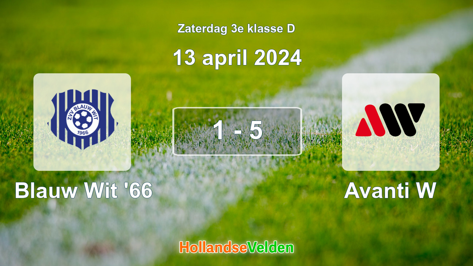 Gespeelde wedstrijd: Blauw Wit '66 - Avanti W 1 - 5 (13 april 2024)