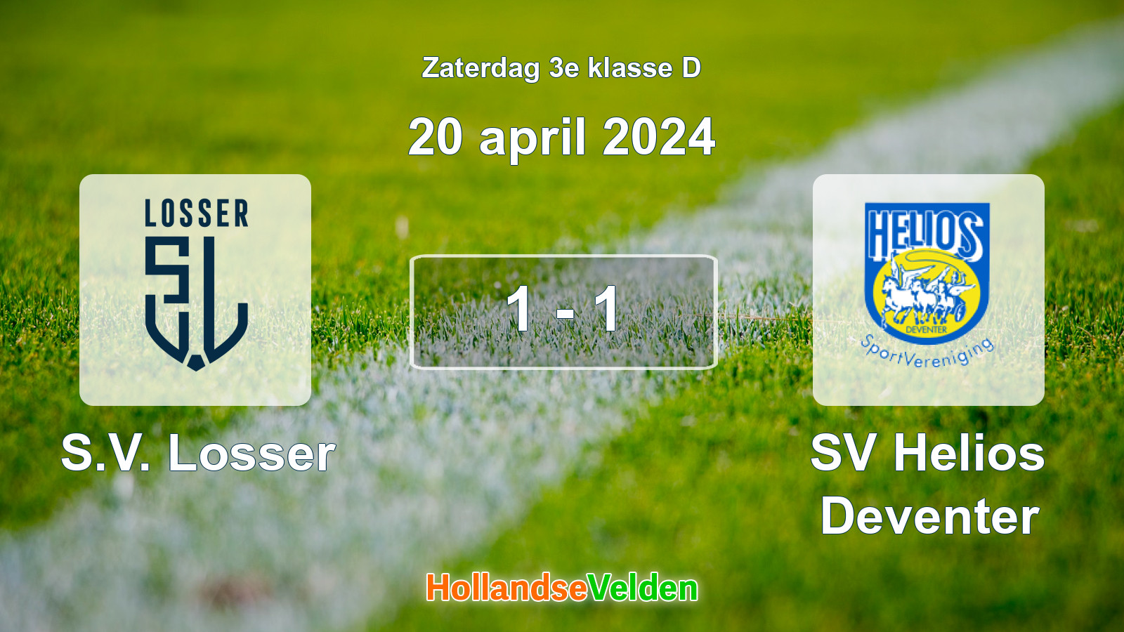 Gespeelde wedstrijd: S.V. Losser - SV Helios Deventer 1 - 1 (20 april 2024)