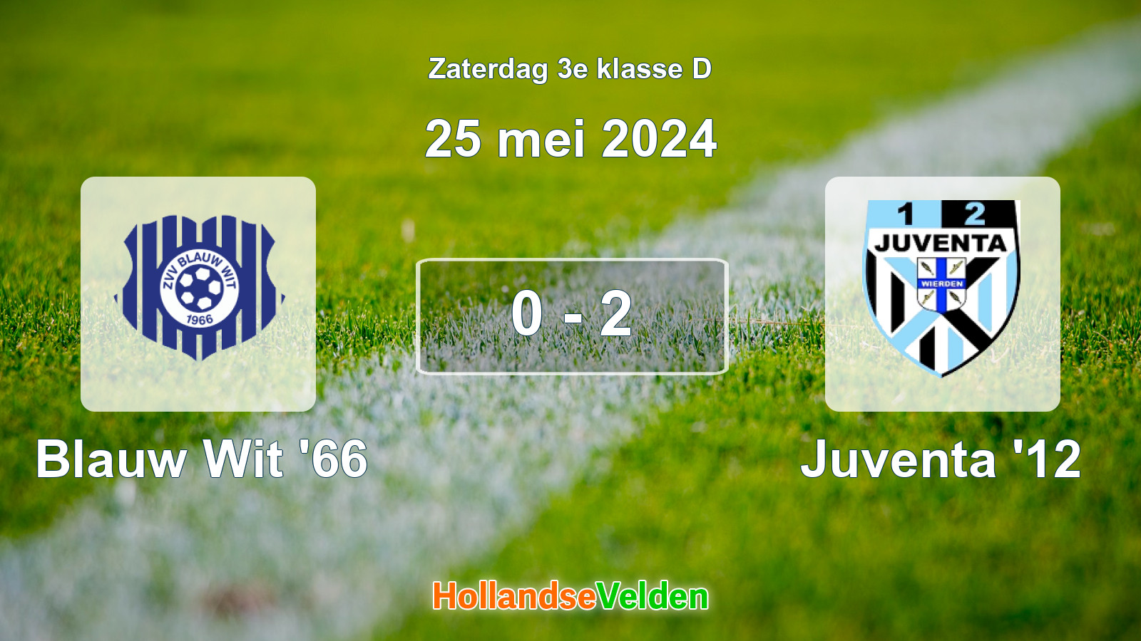 Gespeelde wedstrijd: Blauw Wit '66 - Juventa '12 0 - 2 (25 mei 2024)