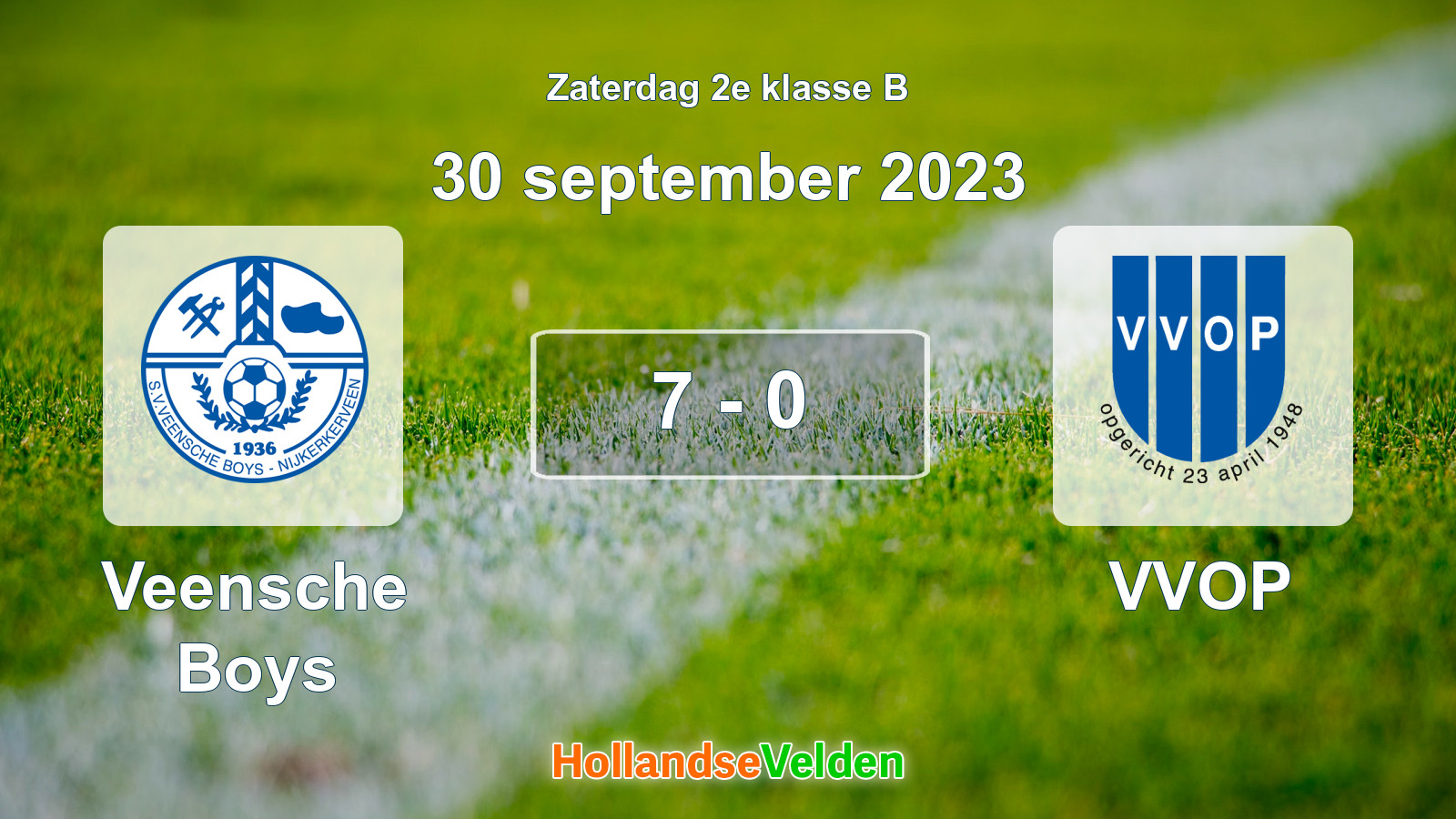 Gespeelde wedstrijd: Veensche Boys - VVOP 7 - 0 (30 september 2023)