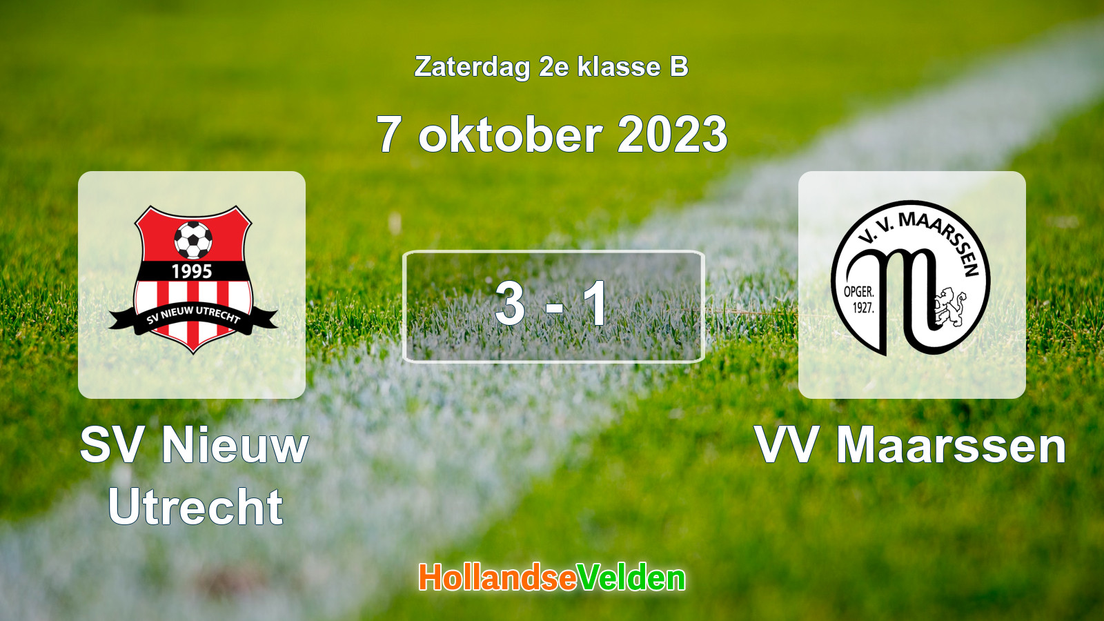 Gespeelde wedstrijd: SV Nieuw Utrecht - VV Maarssen 3 - 1 (7 oktober 2023)