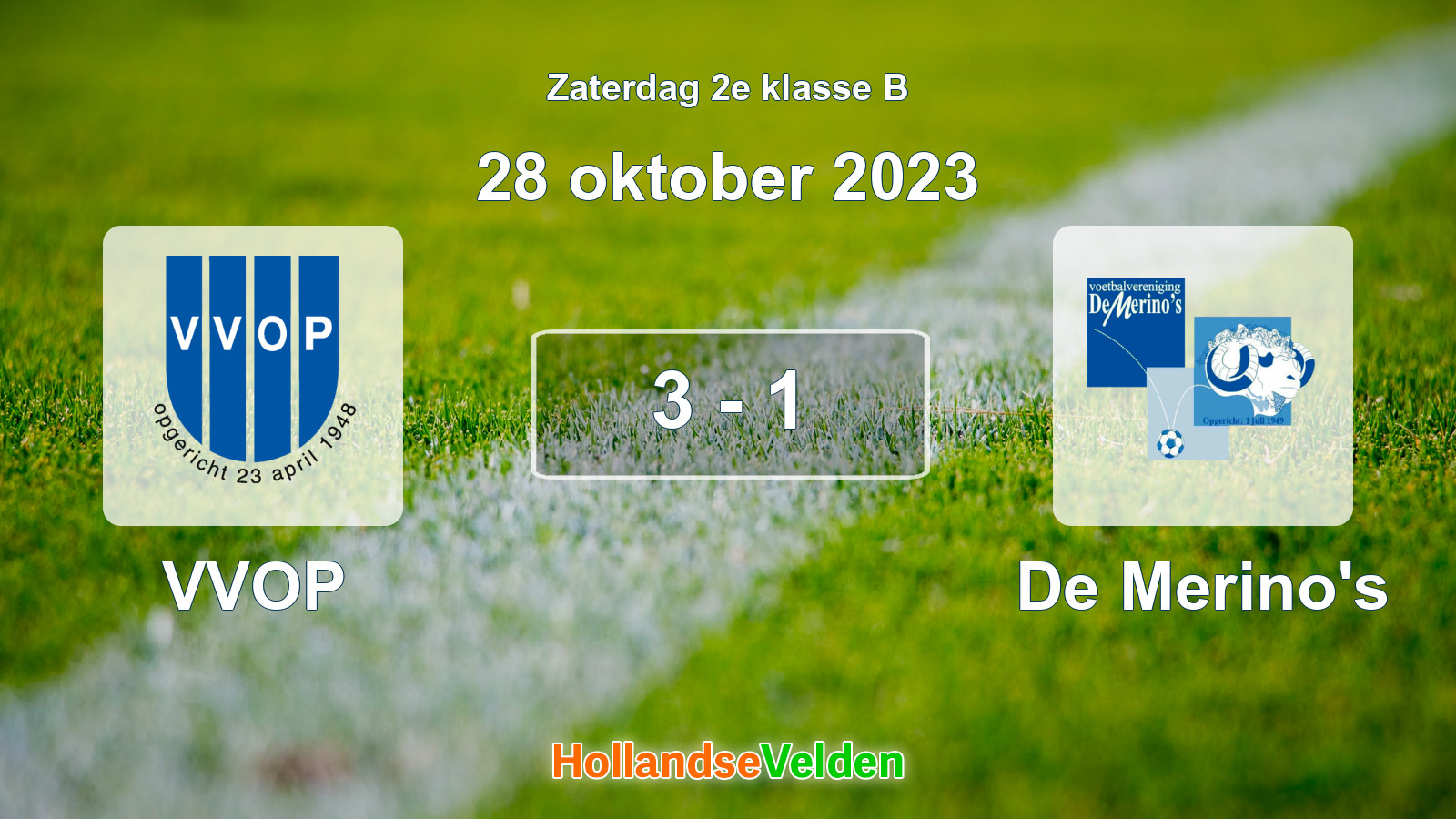 Gespeelde wedstrijd: VVOP - De Merino's 3 - 1 (28 oktober 2023)