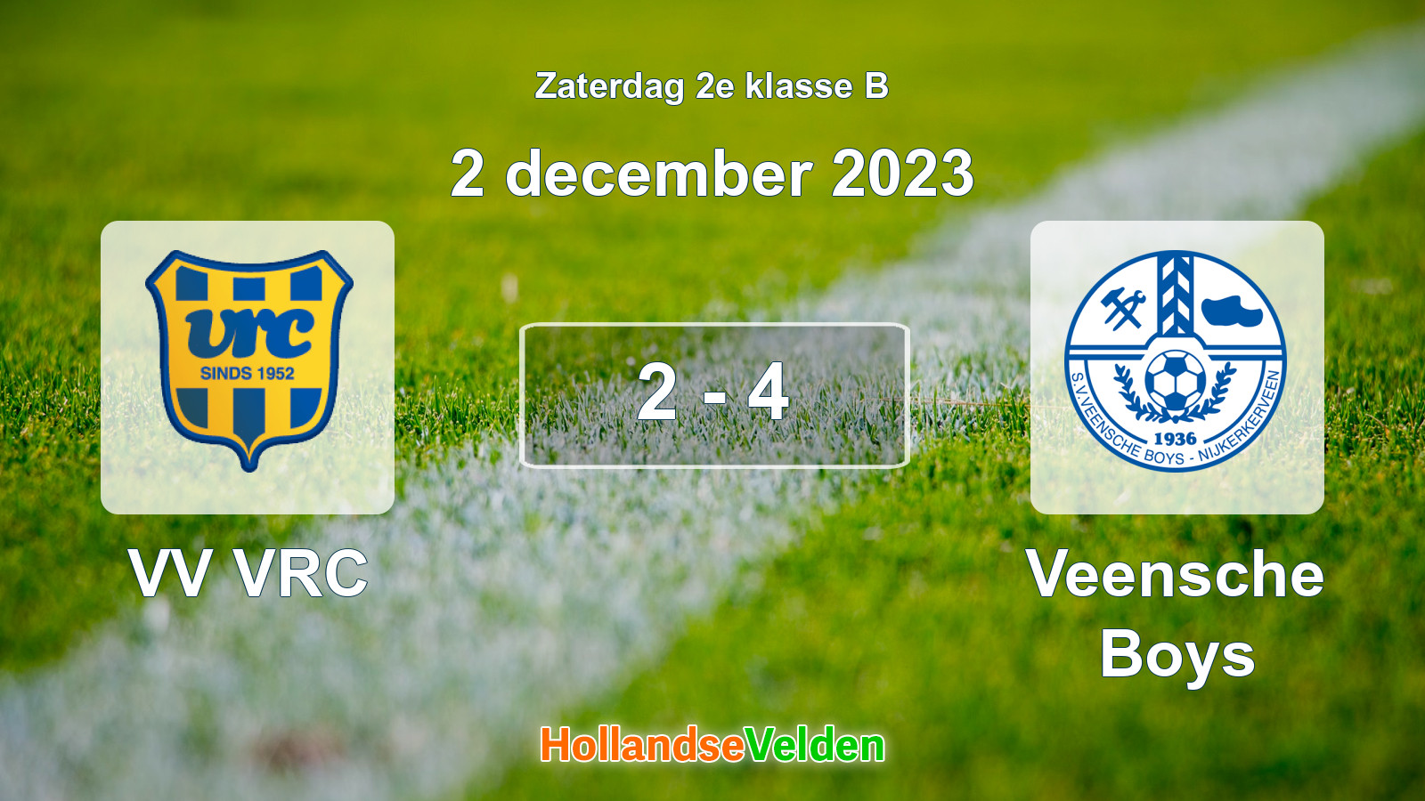 Gespeelde wedstrijd: VV VRC - Veensche Boys 2 - 4 (2 december 2023)