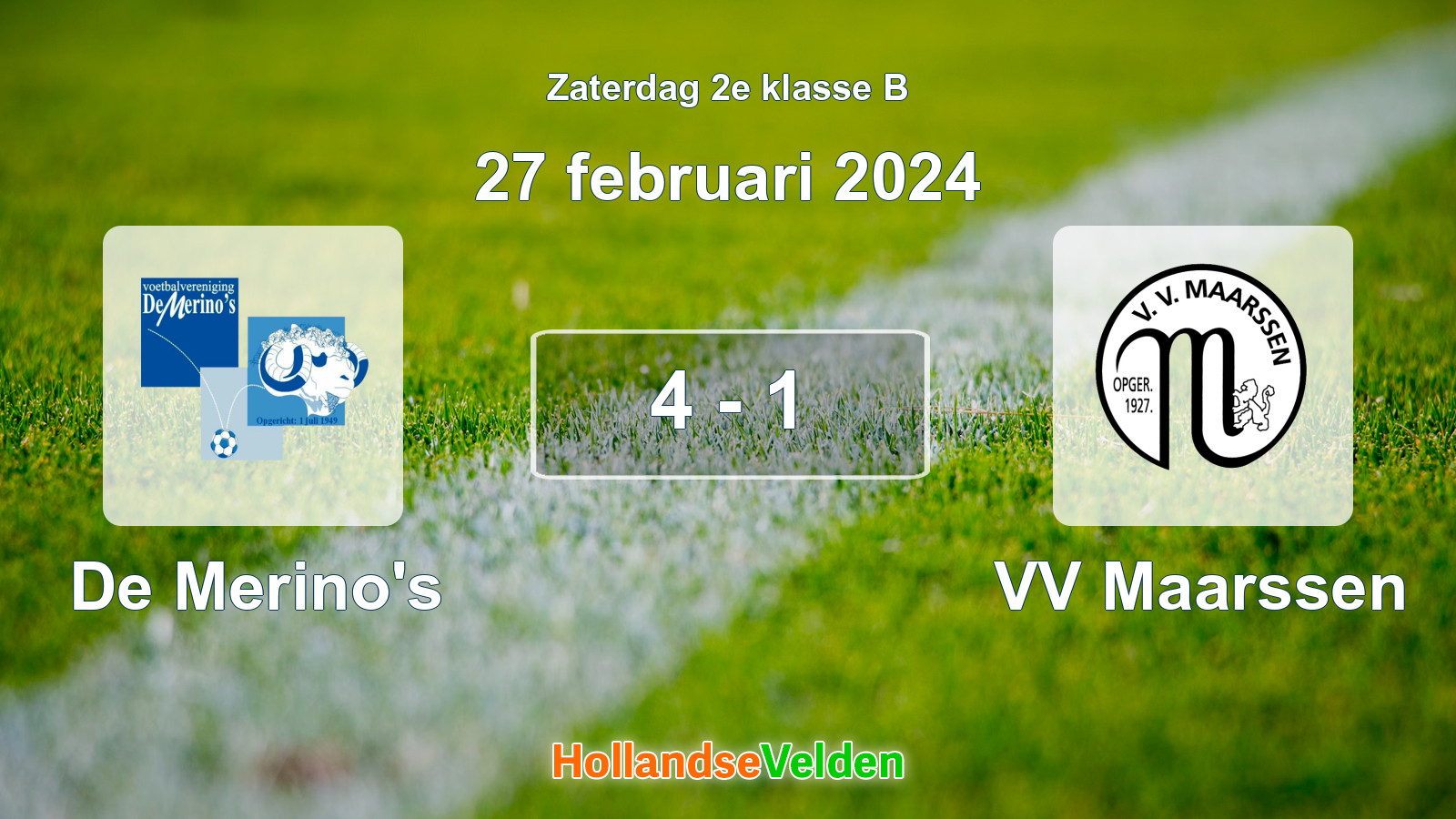 Gespeelde wedstrijd: De Merino's - VV Maarssen 4 - 1 (27 februari 2024)