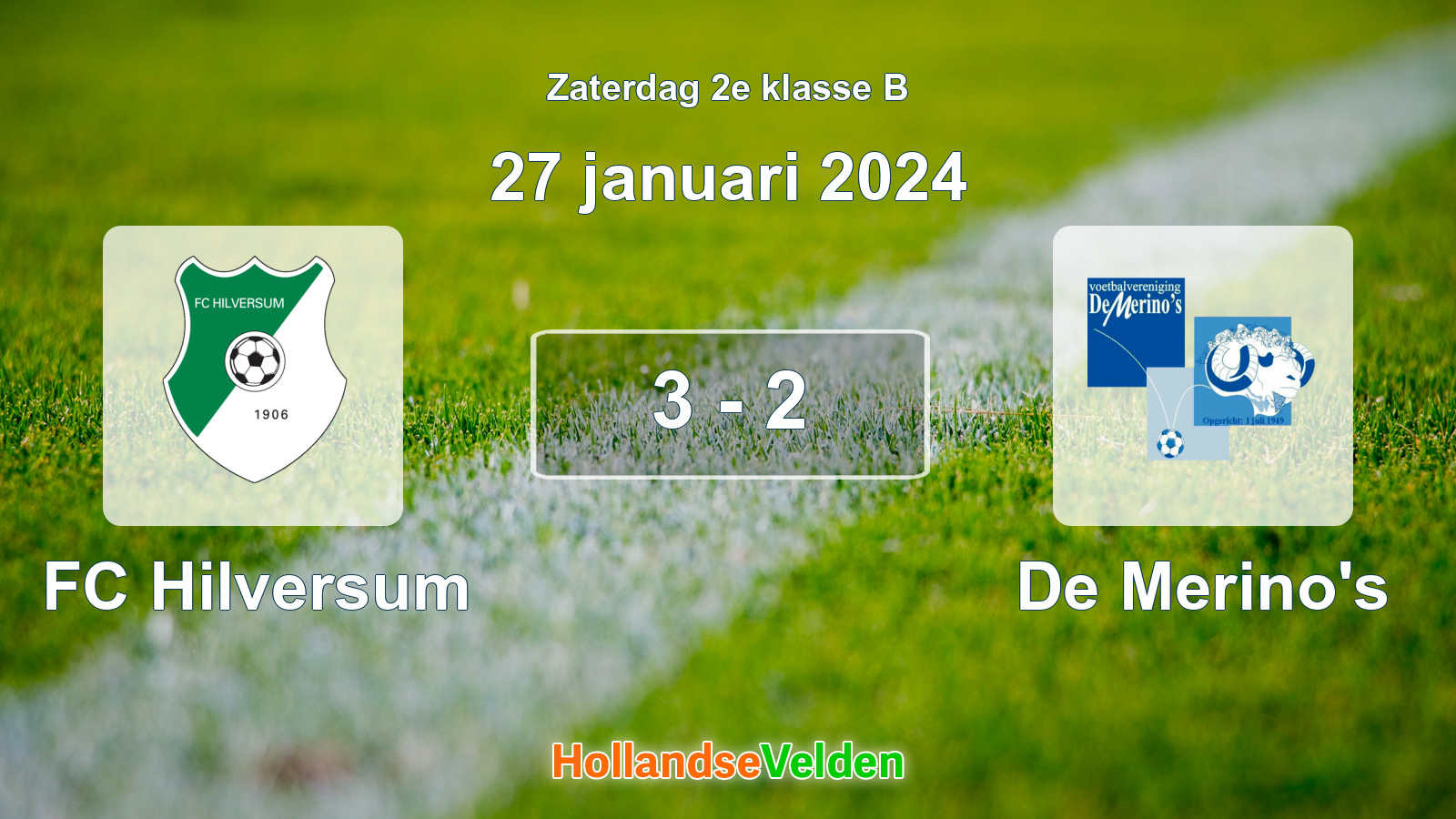 Gespeelde wedstrijd: FC Hilversum - De Merino's 3 - 2 (27 januari 2024)
