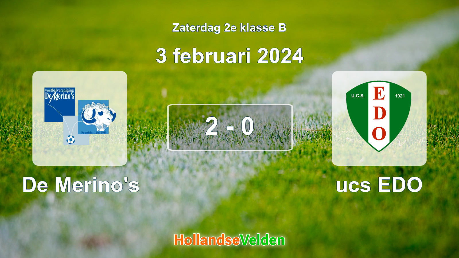 Gespeelde wedstrijd: De Merino's - ucs EDO 2 - 0 (3 februari 2024)