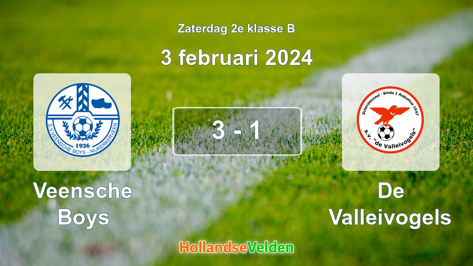 Gespeelde wedstrijd: Veensche Boys - De Valleivogels 3 - 1 (3 februari 2024)