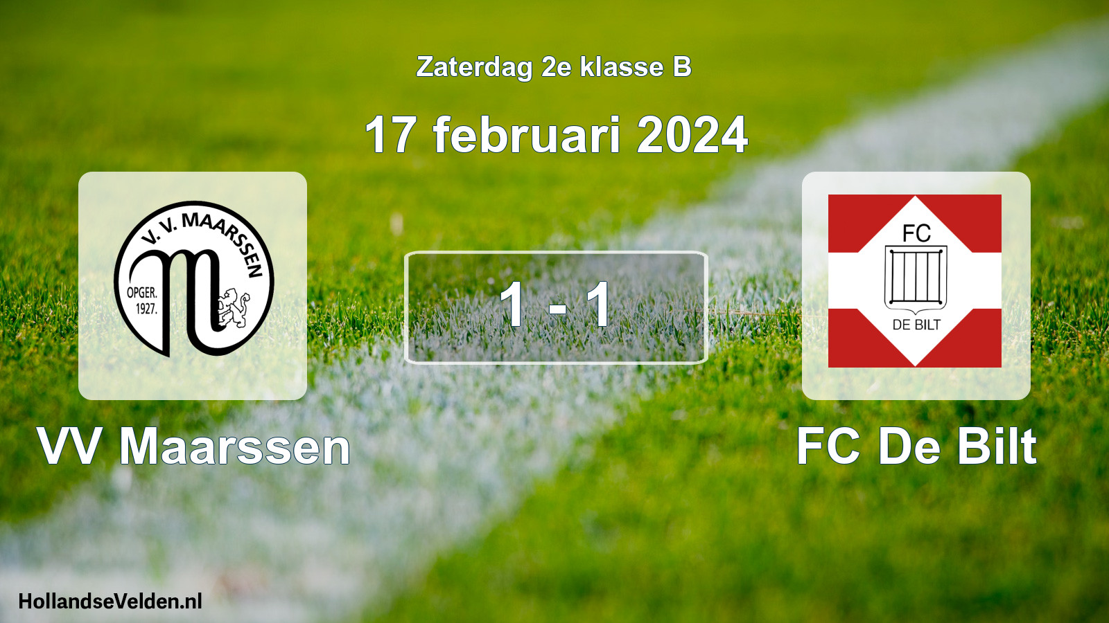 Gespeelde wedstrijd: VV Maarssen - FC De Bilt 1 - 1 (17 februari 2024)