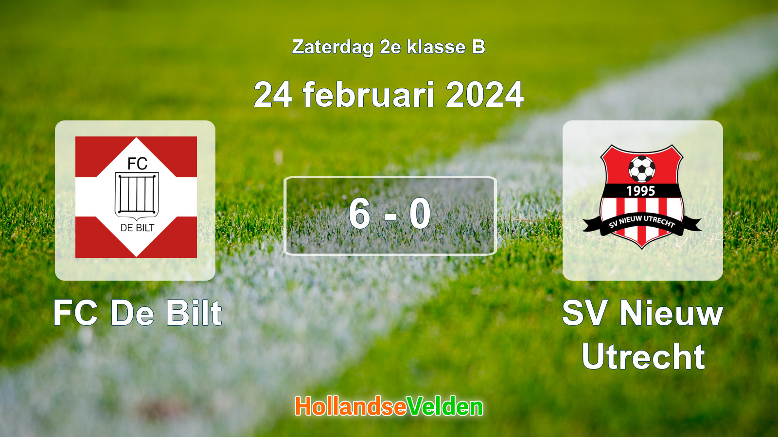 Gespeelde wedstrijd: FC De Bilt - SV Nieuw Utrecht 6 - 0 (24 februari 2024)