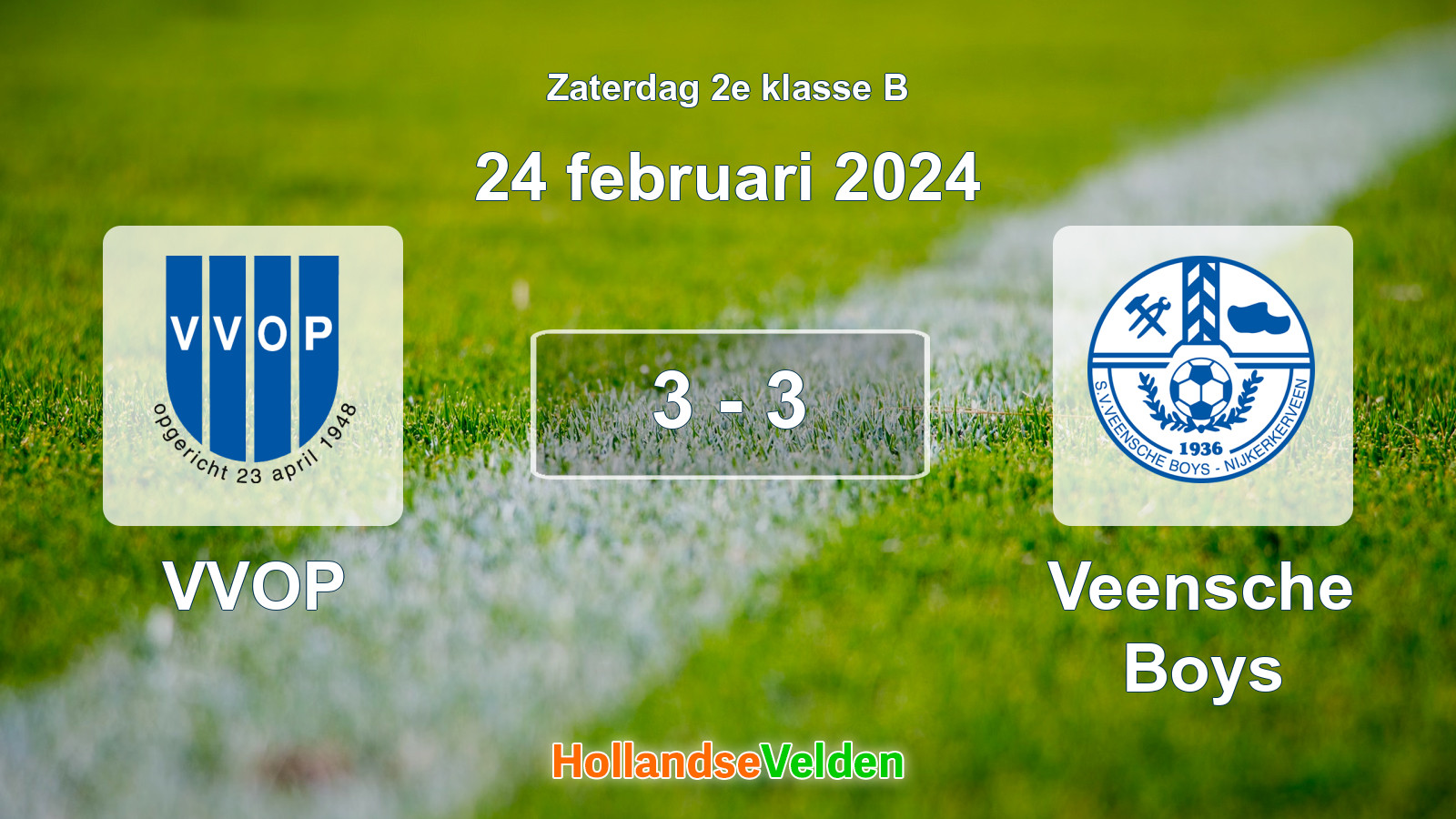 Gespeelde wedstrijd: VVOP - Veensche Boys 3 - 3 (24 februari 2024)