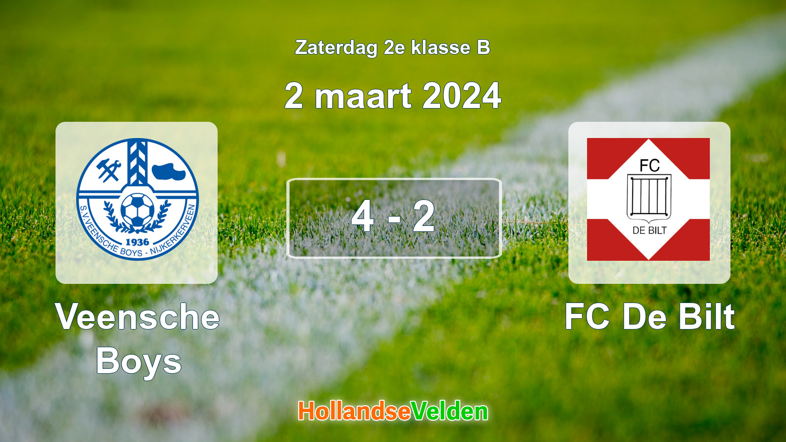 Gespeelde wedstrijd: Veensche Boys - FC De Bilt 4 - 2 (2 maart 2024)