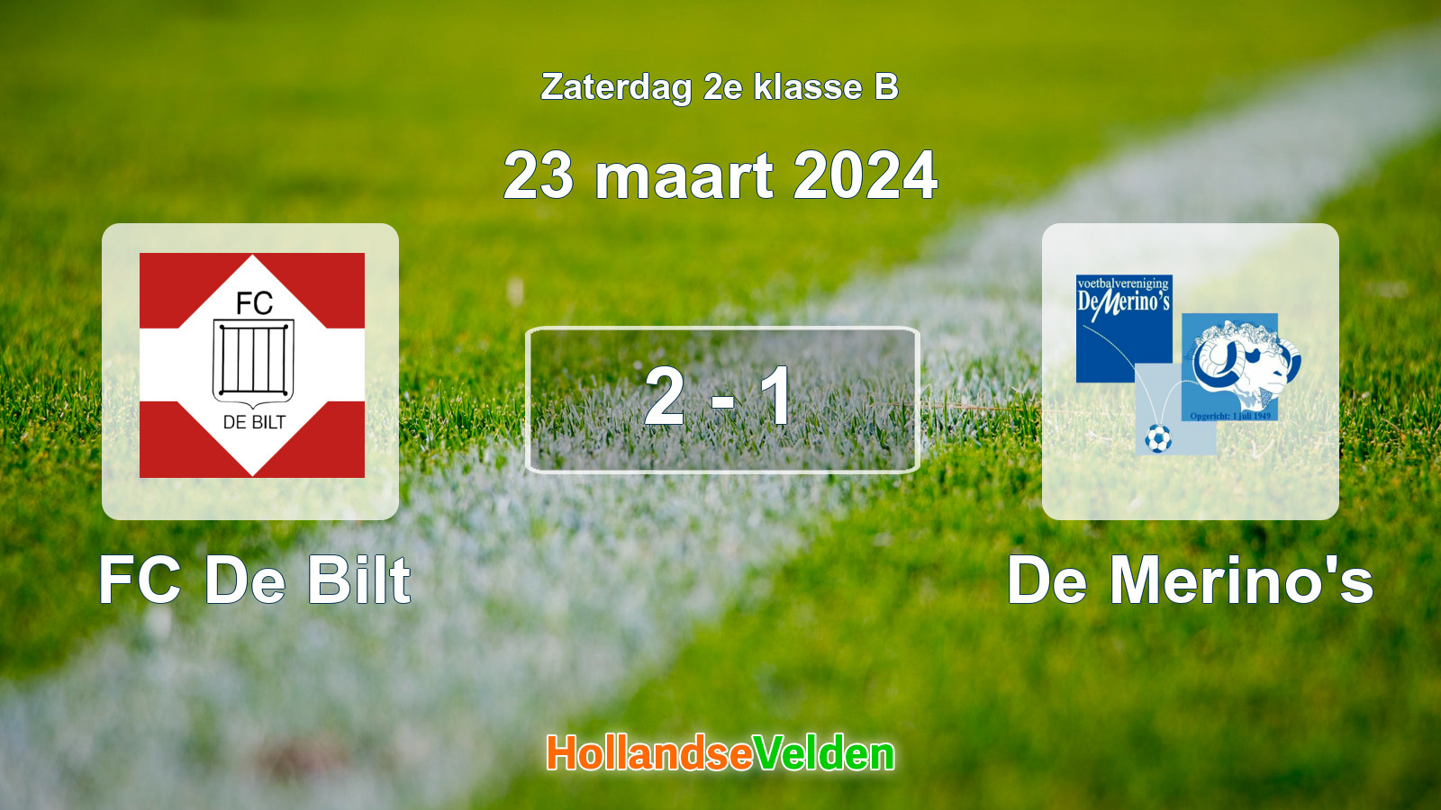 Gespeelde wedstrijd: FC De Bilt - De Merino's 2 - 1 (23 maart 2024)
