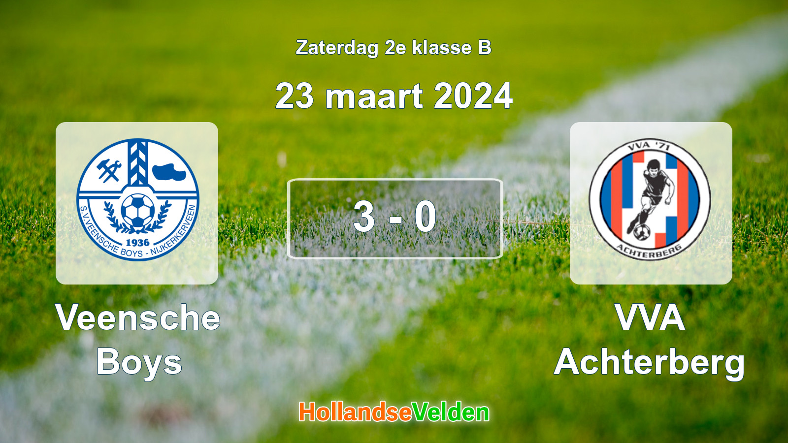 Gespeelde wedstrijd: Veensche Boys - VVA Achterberg 3 - 0 (23 maart 2024)