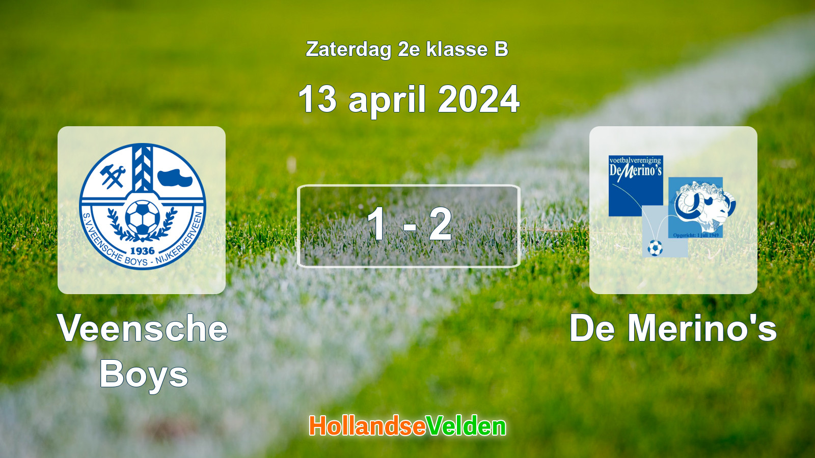 Gespeelde wedstrijd: Veensche Boys - De Merino's 1 - 2 (13 april 2024)