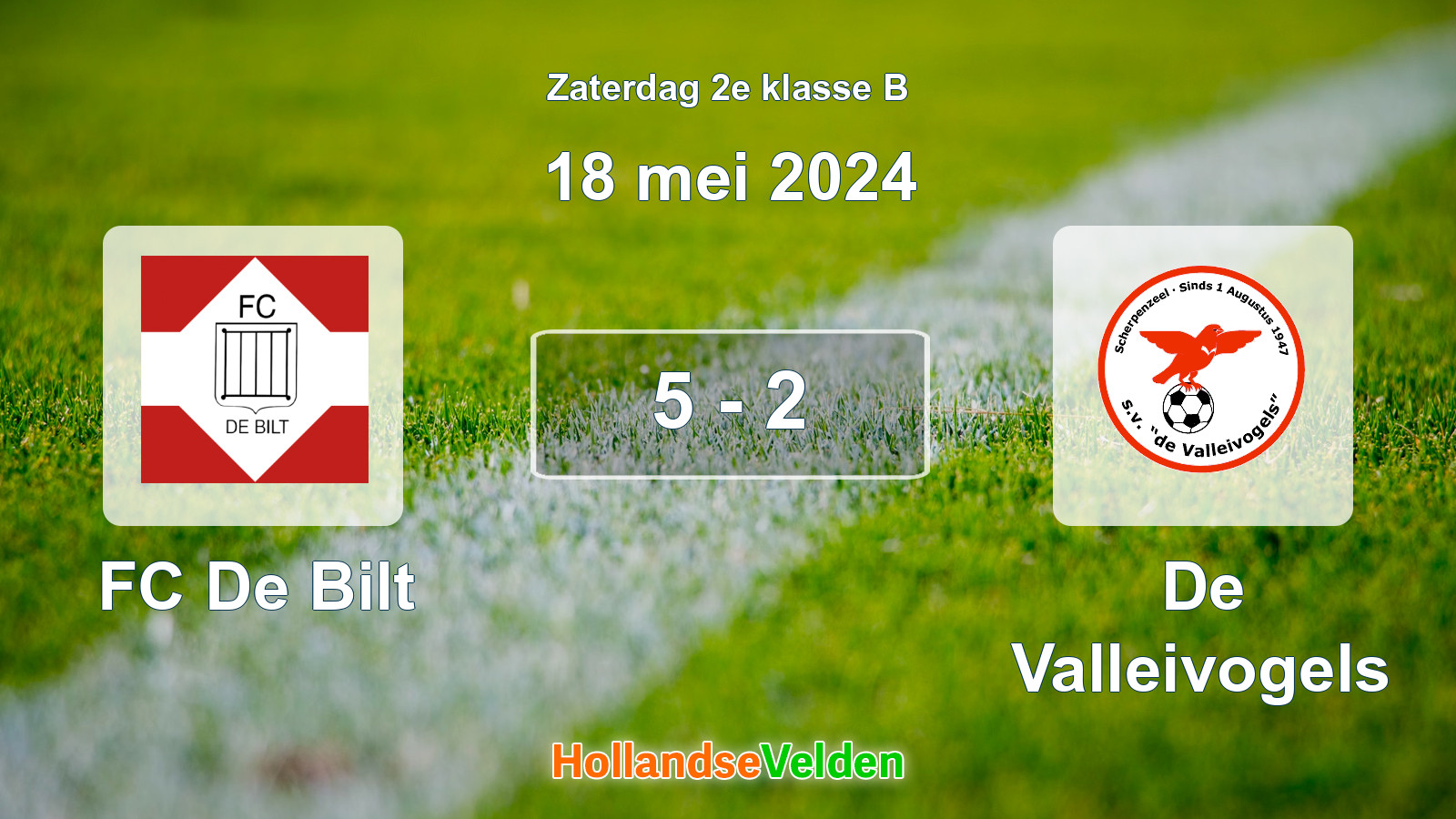 Gespeelde wedstrijd: FC De Bilt - De Valleivogels 5 - 2 (18 mei 2024)