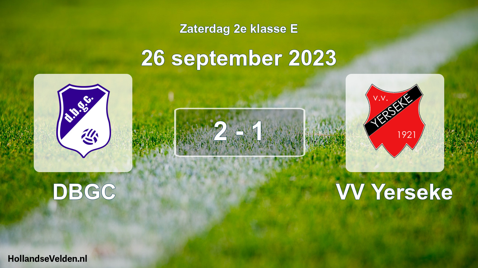Gespeelde wedstrijd: DBGC - VV Yerseke 2 - 1 (26 september 2023)