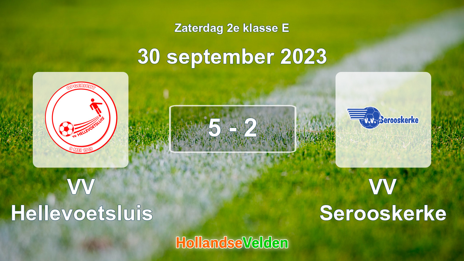 Gespeelde wedstrijd: VV Hellevoetsluis - VV Serooskerke 5 - 2 (30 september 2023)