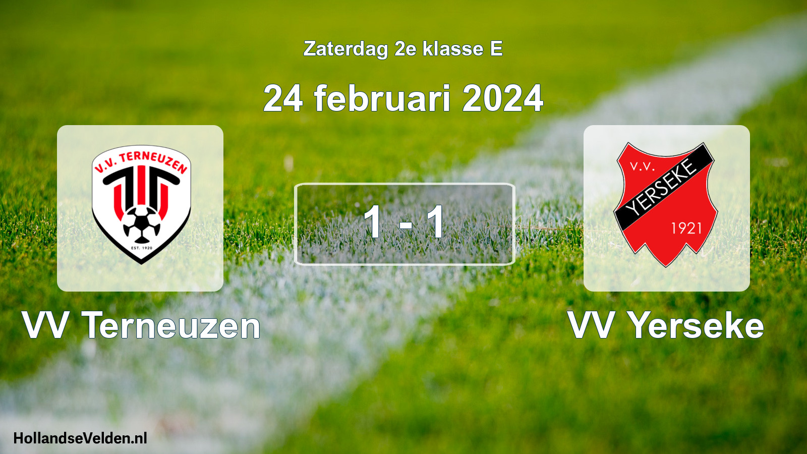 Gespeelde wedstrijd: VV Terneuzen - VV Yerseke 1 - 1 (24 februari 2024)