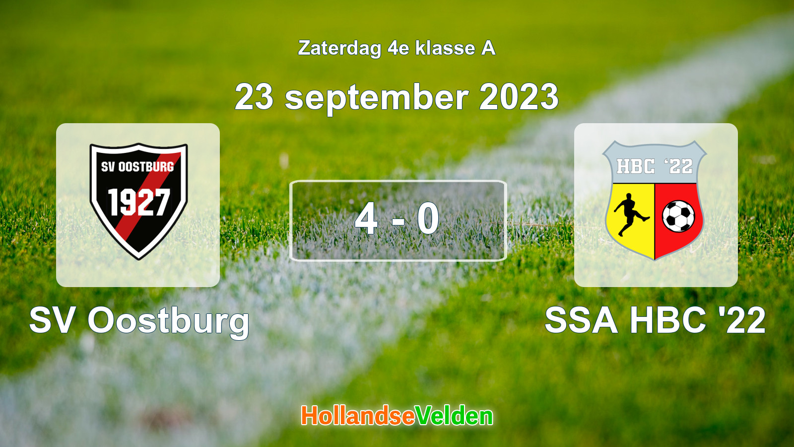 Gespeelde wedstrijd: SV Oostburg - SSA HBC '22 4 - 0 (23 september 2023)