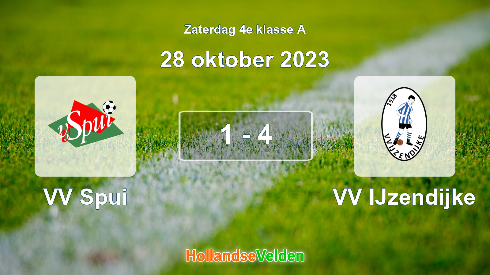 Gespeelde wedstrijd: VV Spui - VV IJzendijke 1 - 4 (28 oktober 2023)