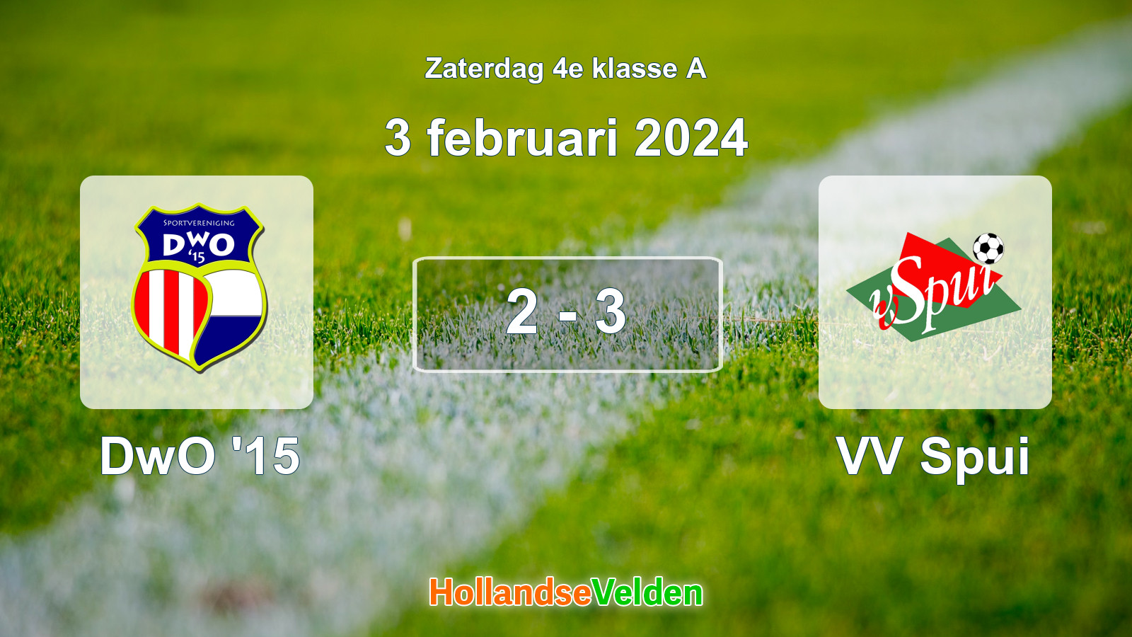 Gespeelde wedstrijd: DwO '15 - VV Spui 2 - 3 (3 februari 2024)