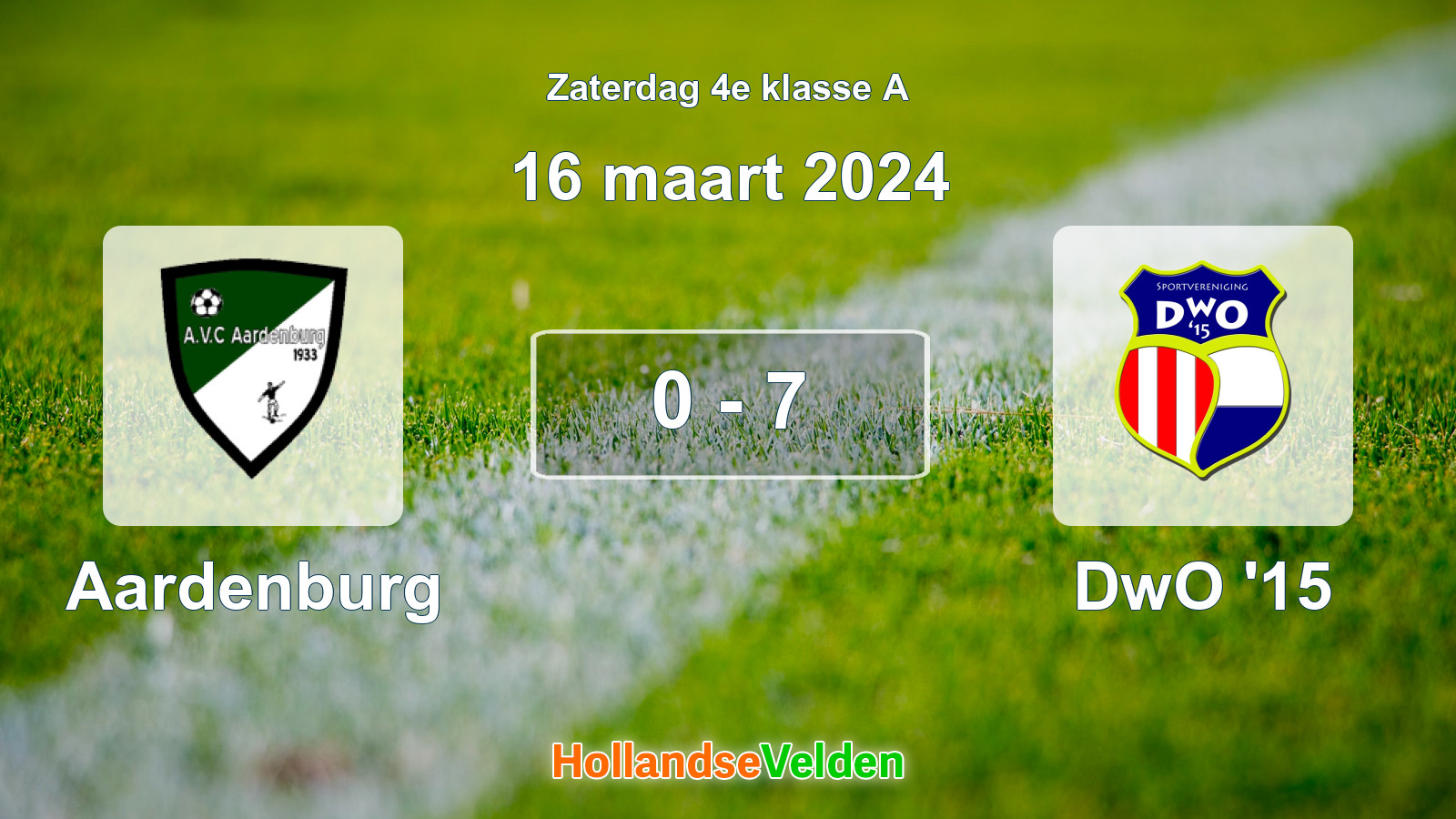 Gespeelde wedstrijd: Aardenburg - DwO '15 0 - 7 (16 maart 2024)