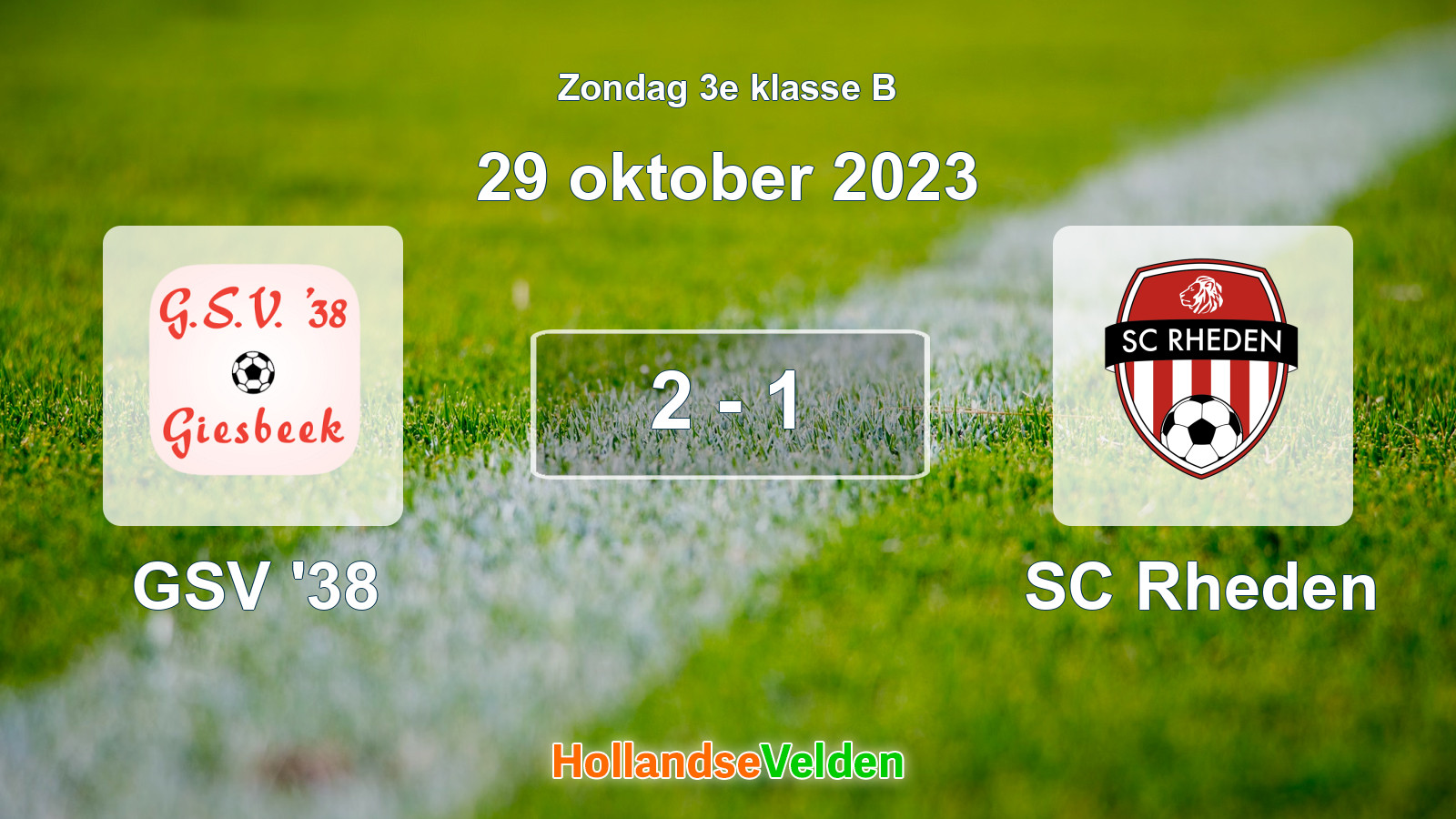Gespeelde wedstrijd: GSV '38 - SC Rheden 2 - 1 (29 oktober 2023)