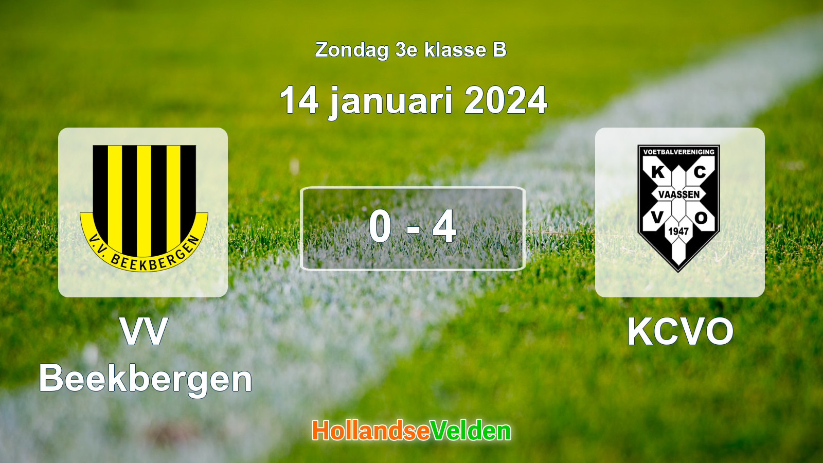 Gespeelde wedstrijd: VV Beekbergen - KCVO 0 - 4 (14 januari 2024)