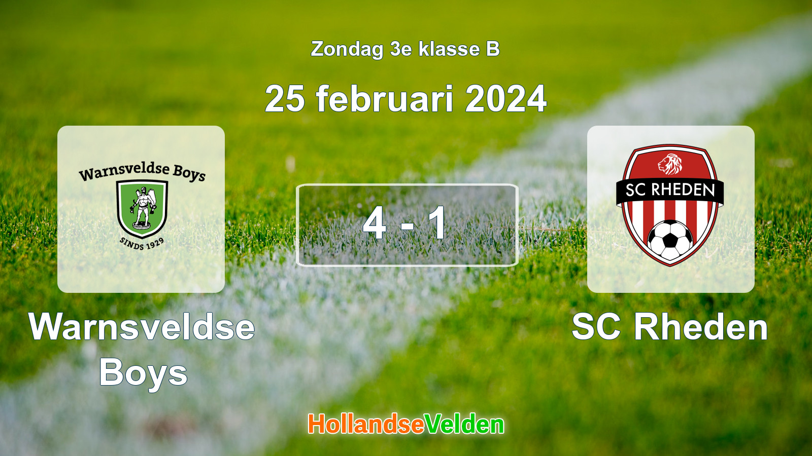 Gespeelde wedstrijd: Warnsveldse Boys - SC Rheden 4 - 1 (25 februari 2024)