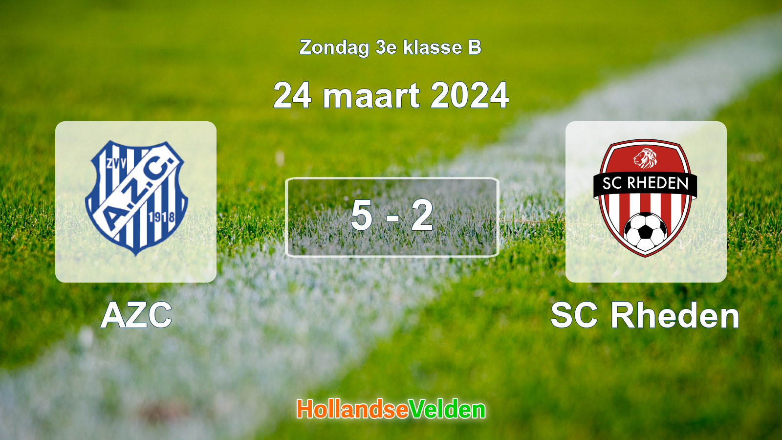Gespeelde wedstrijd: AZC - SC Rheden 5 - 2 (24 maart 2024)